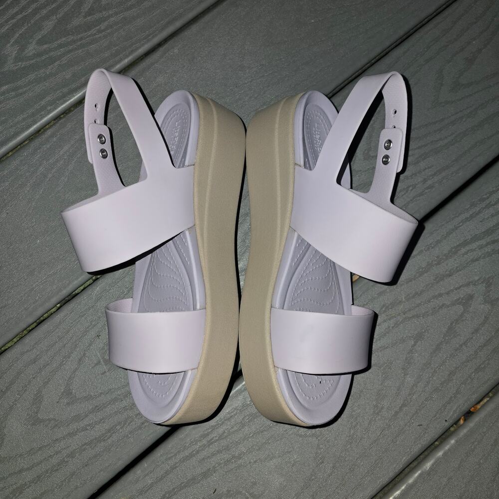 Crocs Women's Brooklyn Low Wedge Sandals Purple/Beige, Size 8 - Picture 2 of 6